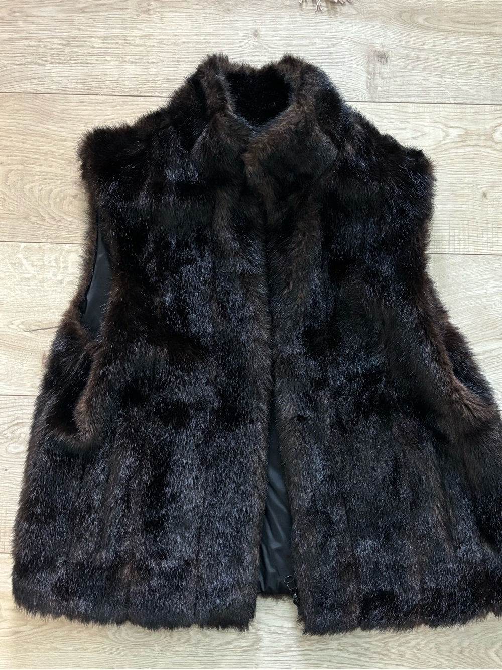 Vintage Dark Brown Faux Fur Vest Reversible Zip Up Vest